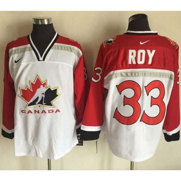 Team CA. #33 Patrick Roy White Red Nike Throwback Stitched Jersey