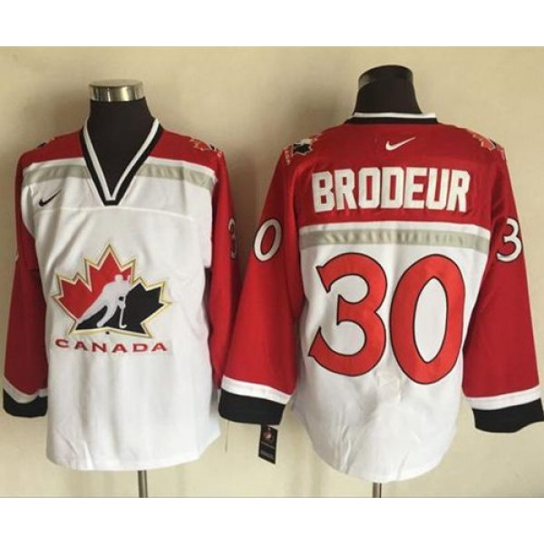 Team CA. #30 Martin Brodeur White Red Nike Throwback Stitched Jersey