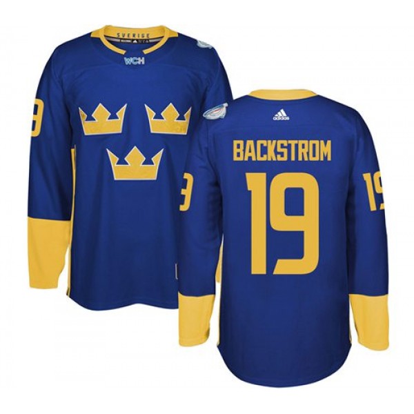 Team Sweden #19 Nicklas Backstrom Blue 2016 World Cup Stitched Jersey