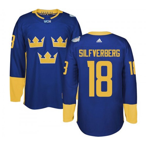 Team Sweden #18 Jakob Silfverberg Blue 2016 World Cup Stitched Jersey