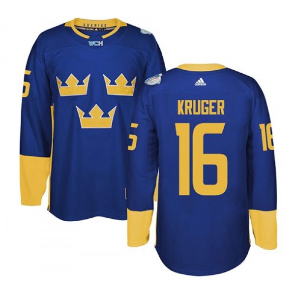 Team Sweden #16 Marcus Kruger Blue 2016 World Cup Stitched Jersey