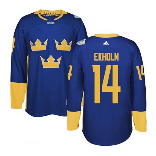 Team Sweden #14 Mattias Ekholm Blue 2016 World Cup Stitched Jersey