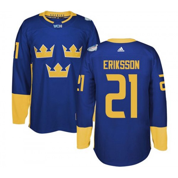 Team Sweden #21 Loui Eriksson Blue 2016 World Cup Stitched Jersey