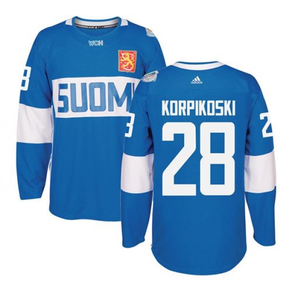 Team Finland #28 Lauri Korpikoski Blue 2016 World Cup Stitched Jersey
