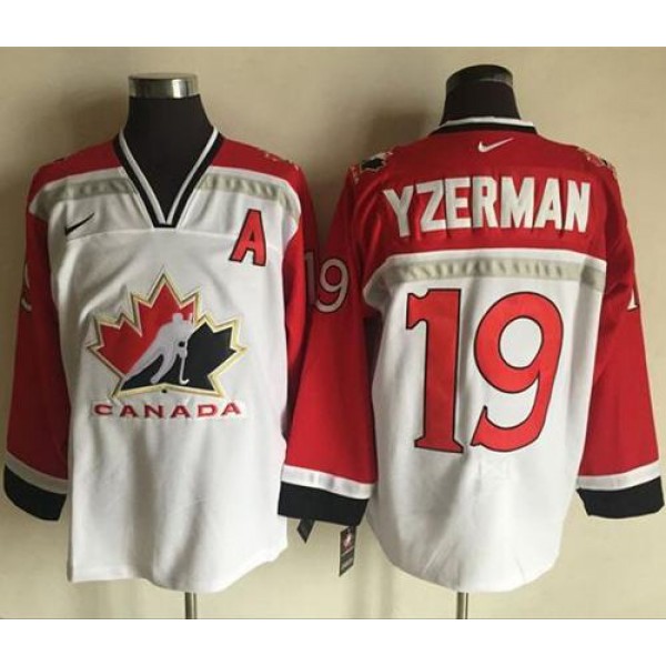 Team CA. #19 Steve Yzerman White Red Nike Throwback Stitched Jersey