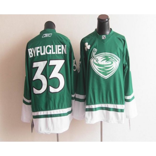 Thrashers St. Patty's Day #33 Dustin Byfuglien Green Stitched Jersey