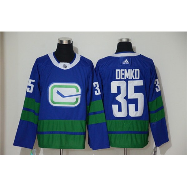 Vancouver Canucks #35 Thatcher Demko Blue Stitched Jersey