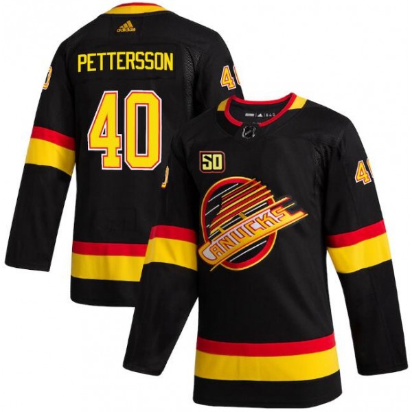 Vancouver Canucks #40 Elias Pettersson 50th Anniversary Black Stitched Jersey
