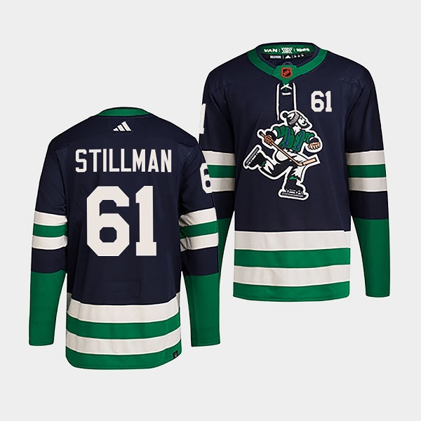 Vancouver Canucks #61 Riley Stillman Navy 2022 Reverse Retro Stitched Jersey