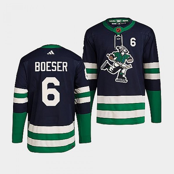 Vancouver Canucks #6 Brock Boeser Navy 2022 Reverse Retro Stitched Jersey