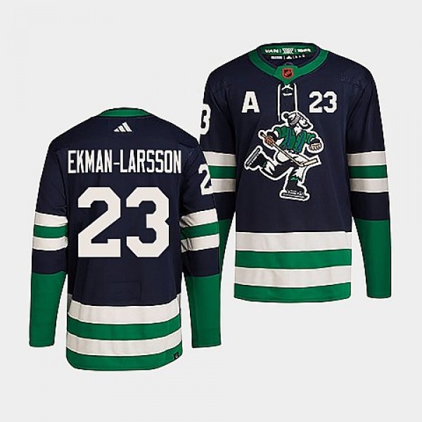 Vancouver Canucks #23 Oliver Ekman-Larsson Navy 2022 Reverse Retro Stitched Jersey