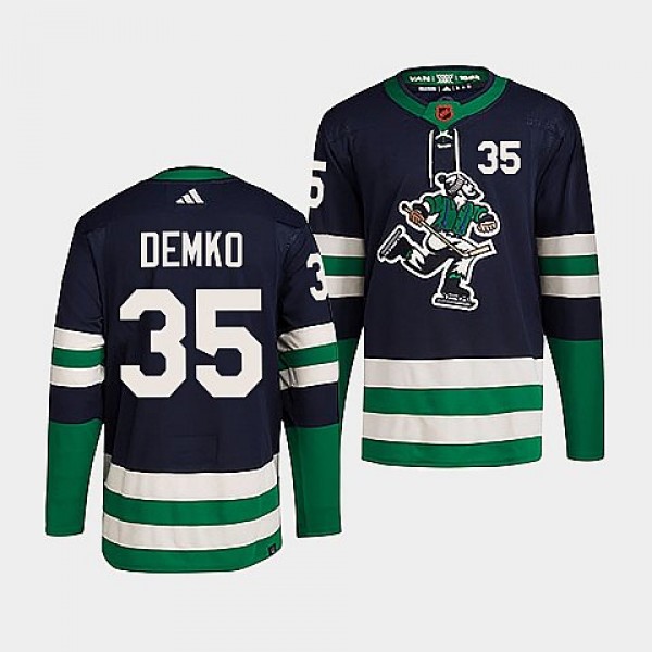 Vancouver Canucks #35 Thatcher Demko Navy 2022 Reverse Retro Stitched Jersey