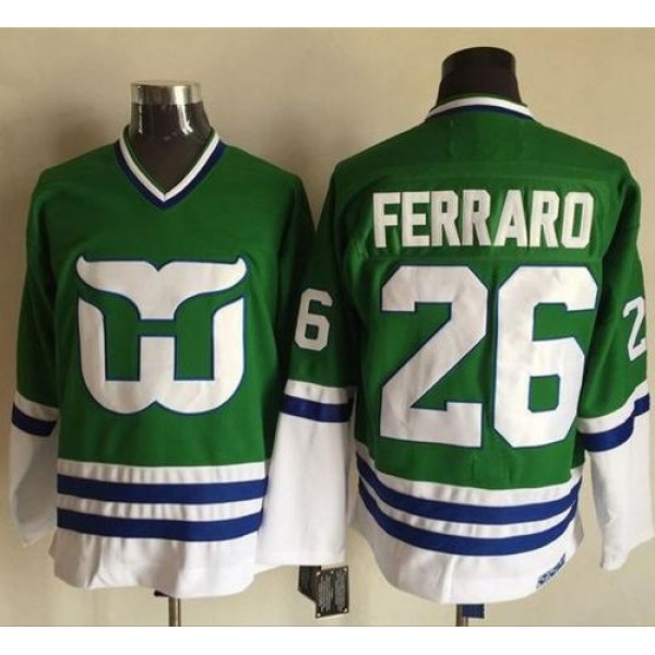 Whalers #26 Ray Ferraro Green CCM Throwback Stitched Jersey
