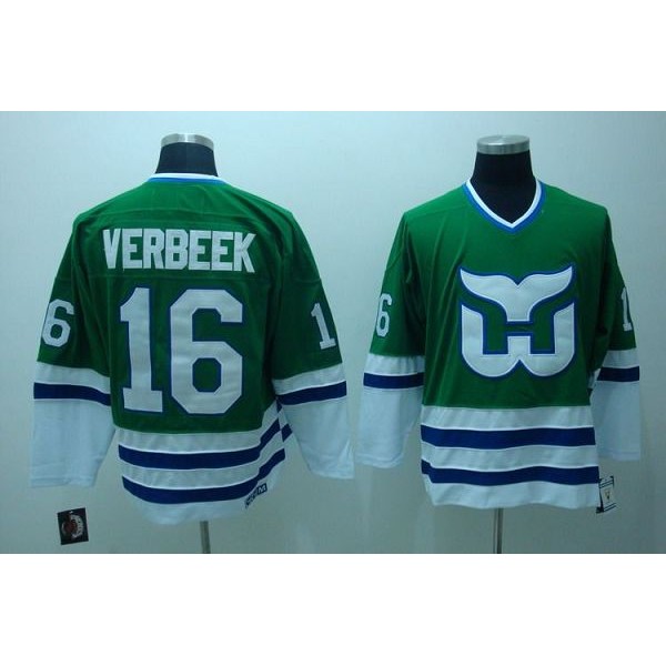 Whalers #16 Patrick Verbeek Stitched CCM Throwback Green Jersey