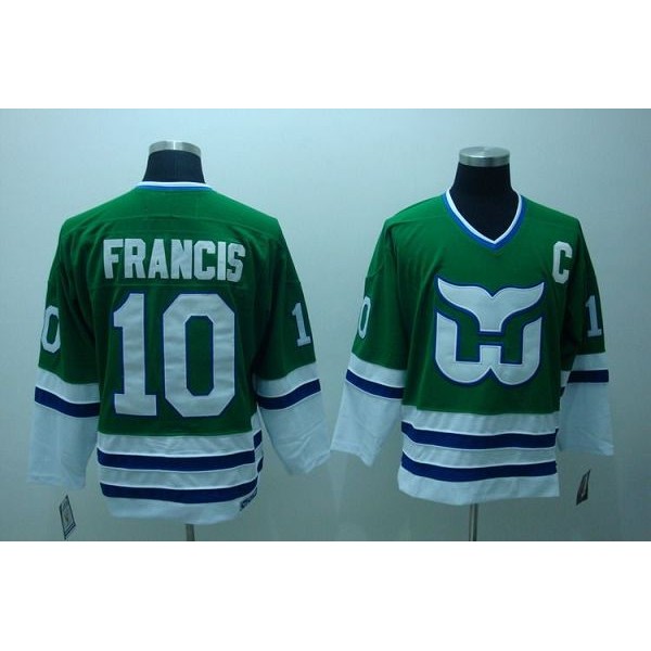 Whalers #10 Ron Francis Stitched CCM Throwback Green Jersey