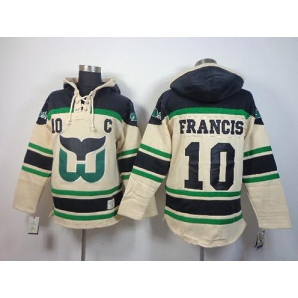Whalers #10 Ron Francis Cream Sawyer Hooded Sweatshirt Stitched Jersey