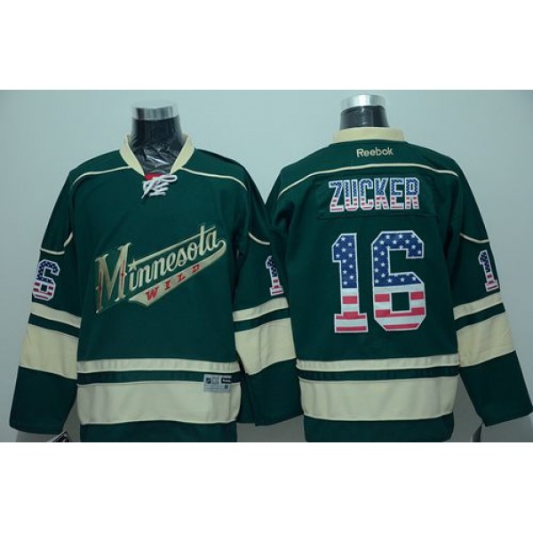 Wild #16 Jason Zucker Green USA Flag Fashion Stitched Jersey