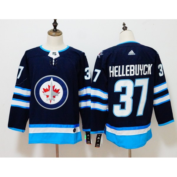 Winnipeg Jets #37 Connor Hellebuyck Navy Stitched Adidas Jersey