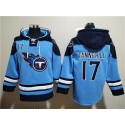 Tennessee Titans #17 Ryan Tannehill Blue Lace-Up Pullover Hoodie