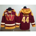 Washington Commanders #44 John Riggins Burgundy Lace-Up Pullover Hoodie