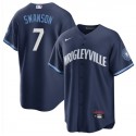 Chicago Cubs #7 Dansby Swanson Navy City Connect Cool Base Stitched Jersey