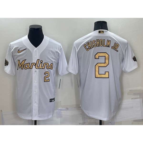 Miami Marlins #2 Jazz Chisholm Jr. 2022 All-Star White Cool Base Stitched Jersey