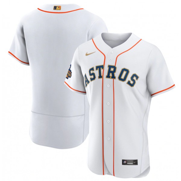Houston Astros Blank White 2023 Gold Collection With World Serise Champions Patch Stitched Jersey
