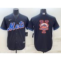 New York Mets Black Team Big Logo Cool Base Stitched Jersey
