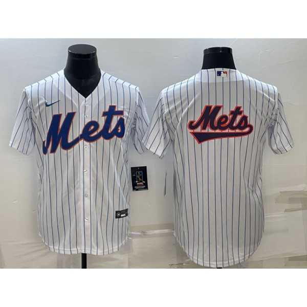 New York Mets White Team Big Logo Cool Base Stitched Jersey
