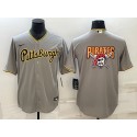 Pittsburgh Pirates Gray Team Big Logo Cool Base Stitched Jersey