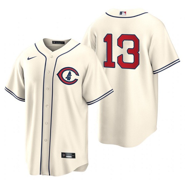 Chicago Cubs #13 David Bote 2022 Cream Field Of Dreams Cool Base Stitched Jersey