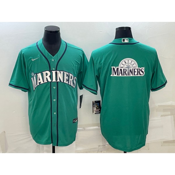 Seattle Mariners Aqua Team Big Logo Cool Base Stitched Jersey