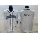 Seattle Mariners White Team Big Logo Cool Base Stitched Jersey