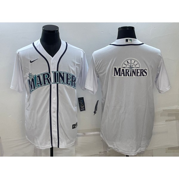 Seattle Mariners White Team Big Logo Cool Base Stitched Jersey