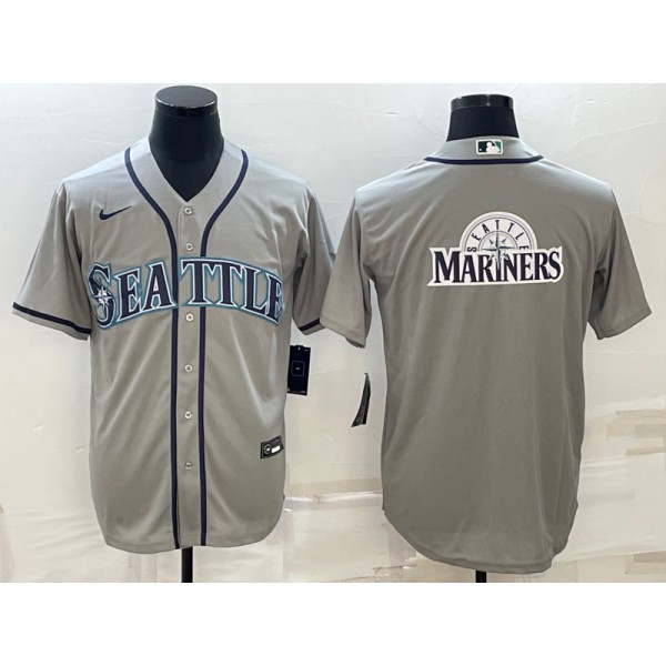 Seattle Mariners Gray Team Big Logo Cool Base Stitched Jersey