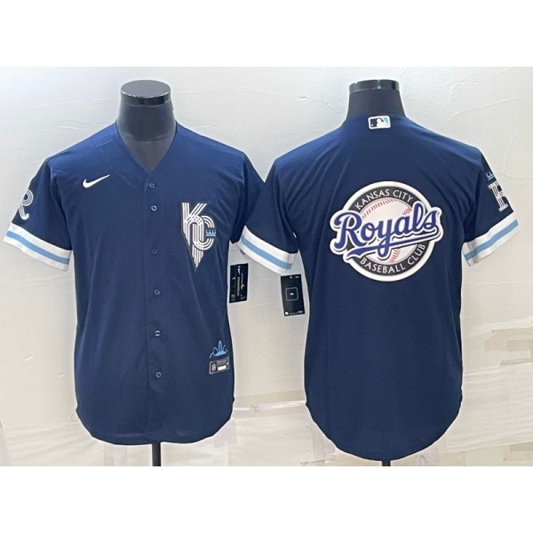Kansas City Royals Navy Team Big Logo City Connect Cool Base Stitched Jersey
