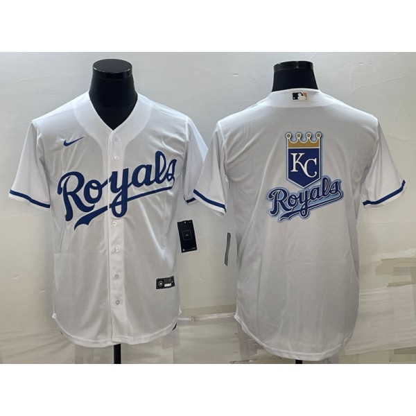 Kansas City Royals White Team Big Logo Cool Base Stitched Jersey