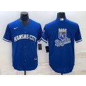 Kansas City Royals Royal Team Big Logo Cool Base Stitched Jersey