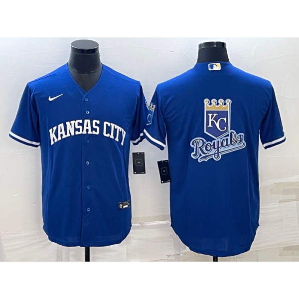 Kansas City Royals Royal Team Big Logo Cool Base Stitched Jersey
