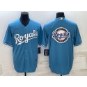 Kansas City Royals Light Blue Team Big Logo Cool Base Stitched Jersey