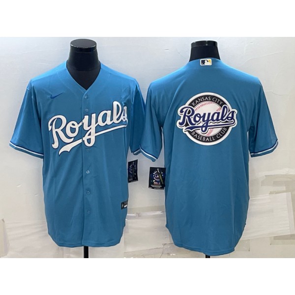 Kansas City Royals Light Blue Team Big Logo Cool Base Stitched Jersey