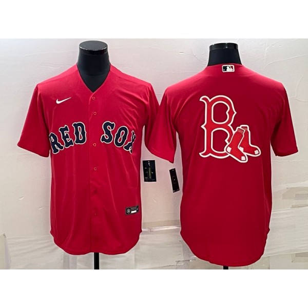 Boston Red Sox Red Team Big Logo Cool Base Stitched Jersey