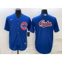 Chicago Cubs Royal Team Big Logo Cool Base Stitched Jersey