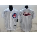 Chicago Cubs White Team Big Logo Cool Base Stitched Jersey