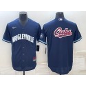 Chicago Cubs Navy Team Big Logo Cool Base Stitched Jersey