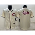 Chicago Cubs Cream Team Big Logo Cool Base Stitched Jersey