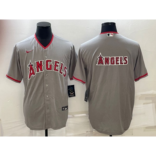 Los Angeles Angels Gray Team Big Logo Cool Base Stitched Jersey