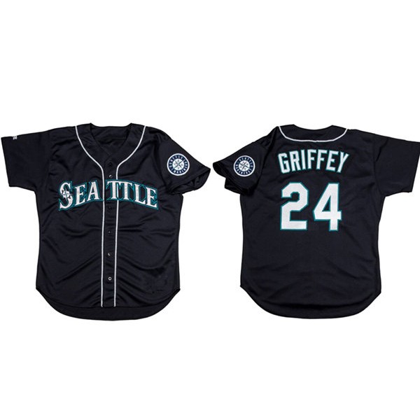 Seattle Mariners #24 Ken Griffey Jr. Black Cool Base Stitched Jersey