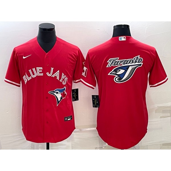 Toronto Blue Jays Red Team Big Logo Cool Base Stitched Jersey