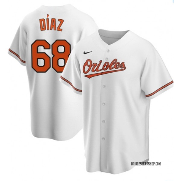 Baltimore Orioles #68 Lewin Díaz White Cool Base Stitched Jersey